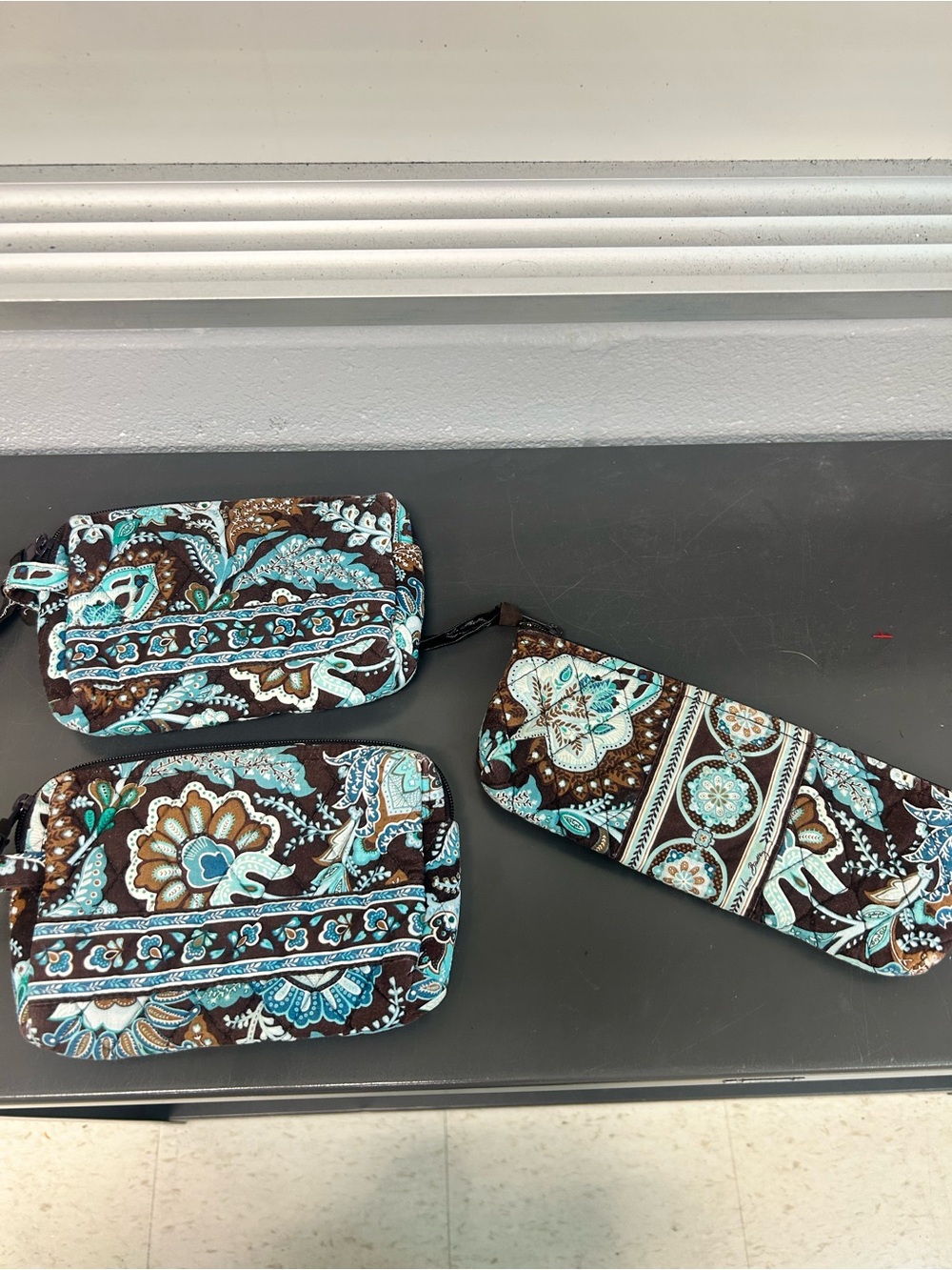 Vera Bradley Java Blue retired pattern cosmetic pouch set